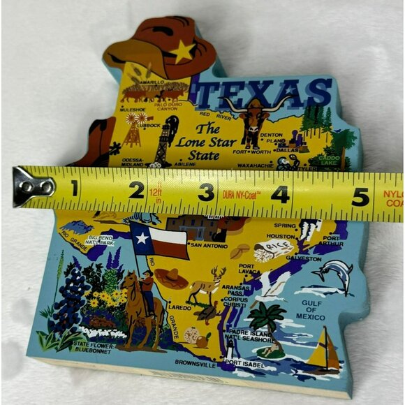 The Cats Meow Texas State Map Wooden Decor 2002 Shelf Sitter - Picture 6 of 7